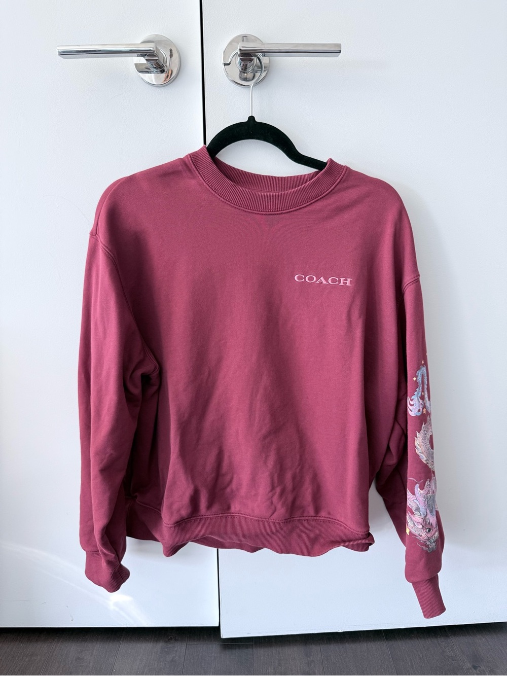 Coach Lunar New Year Crewneck with Dragon in Dark Red Small